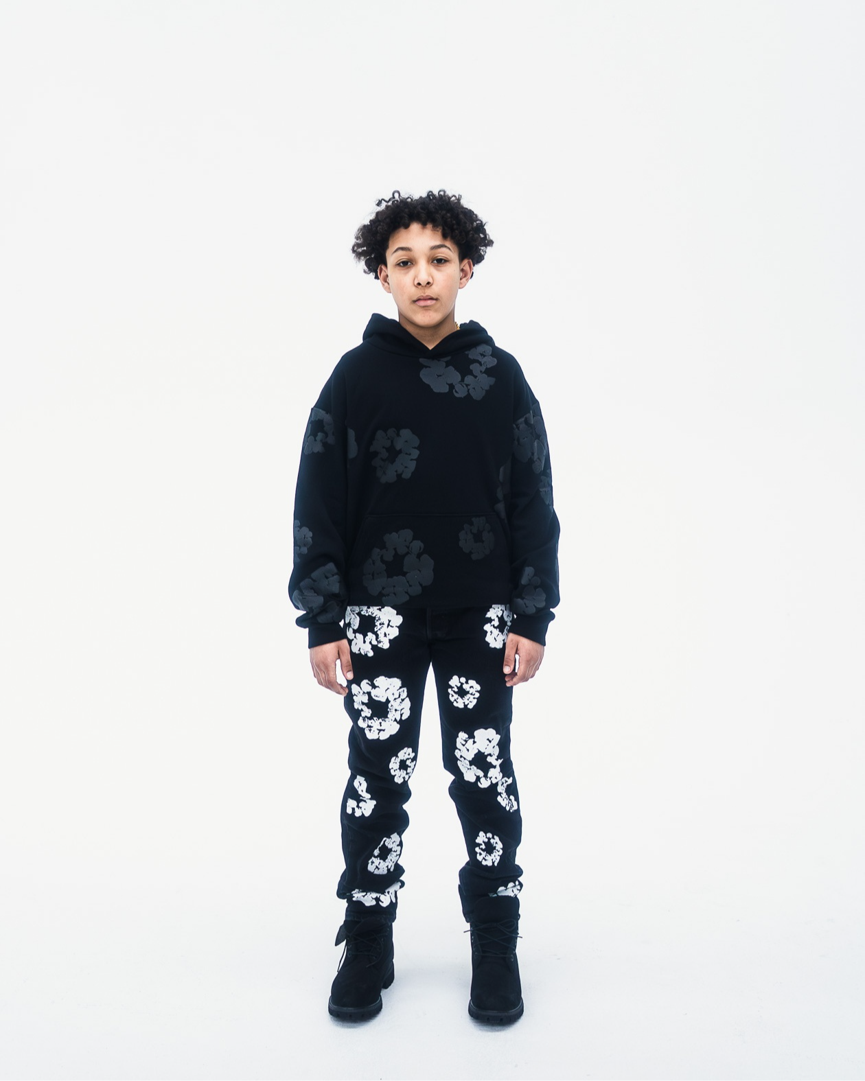 Denim Tears Cotton Wreath Hoodie Black Monochrome