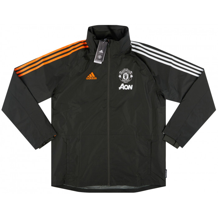 2020-21 Manchester United adidas Storm Jacket Black/Orange White Stripe