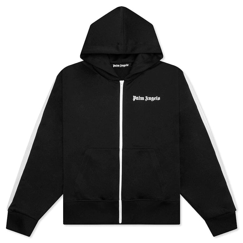 Palm Angels Zipped Hoodie Track JKT Black Off White