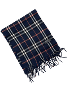 Burberry Vintage 100% Lambswool Scarf – Plain Dark Navy Check