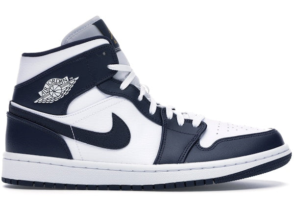 Jordan 1 Mid - White Metallic Gold Obsidian