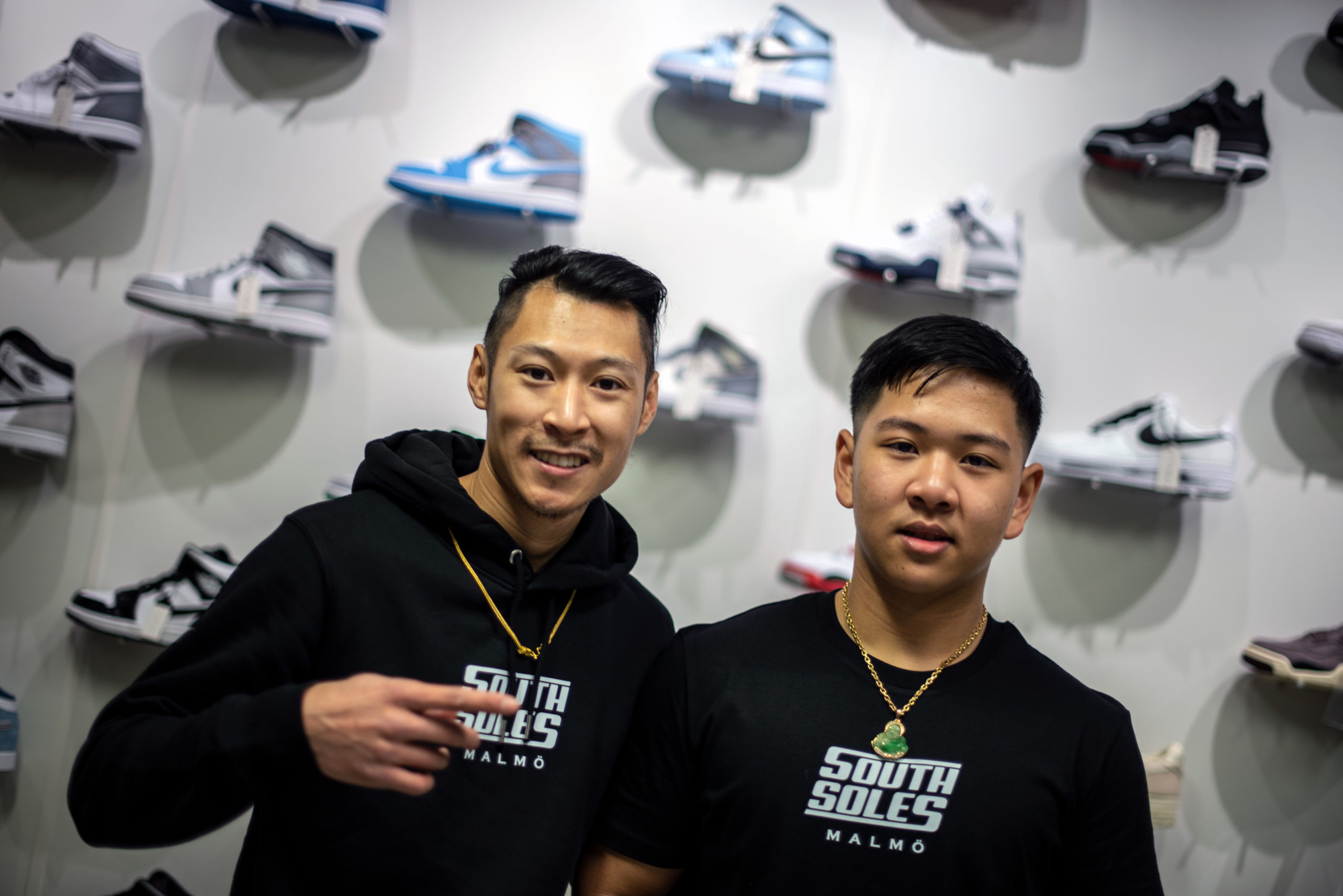 Dennis and Bao smiling in the southsoles sneaker store