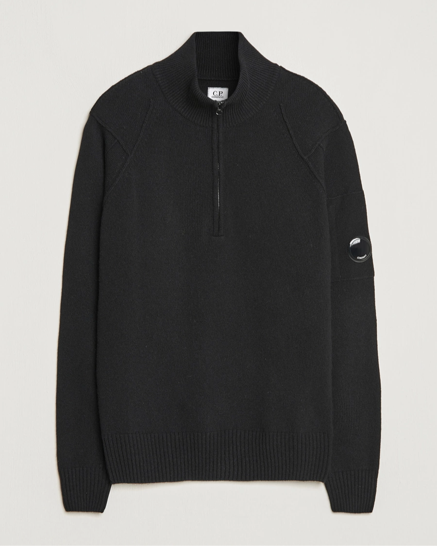 C.P Company Lambswool Lens Half Zip Black