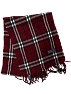 Burberry Vintage Scarf – Wine Red Check – 100% Lambswool